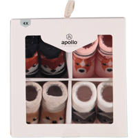 thumbnail: Apollo new born sokken - set van 4 in een geschenkset roze/beige/zwart