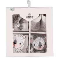 thumbnail: Apollo baby geschenkset Leopard lichtgrijs/wit