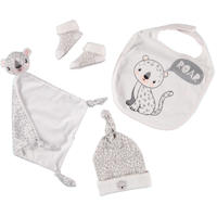 thumbnail: Apollo baby geschenkset Leopard lichtgrijs/wit