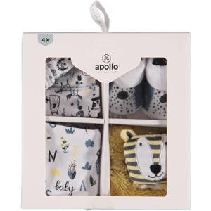 baby geschenkset Animals blauw/wit/geel
