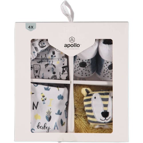 Apollo baby geschenkset Animals blauw wit geel | Geschenkset van