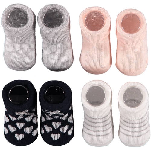 Apollo new born sokken - set van 4 in een geschenkset roze/wit/blauw Multi Jongens/Meisjes Katoen