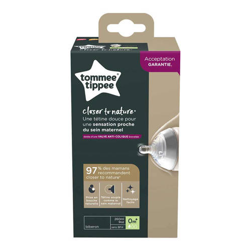 Tommee Tippee Closer to Nature fles 260 ml Bpa vrij Transparant