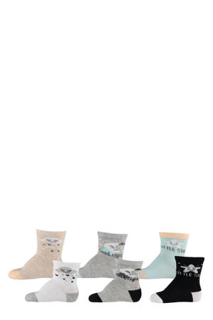 baby sokken - beige/grijs/blauw/lichtblauw (set van 6)