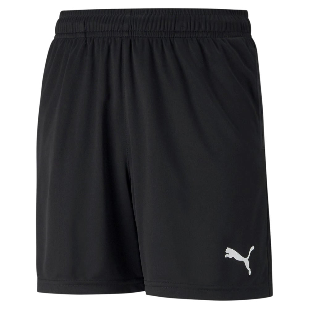Zwarte jongens en meisjes Puma voetbalshort van polyester met regular fit, elastische tailleband en logo dessin