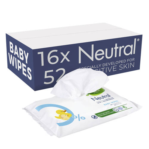 Neutral babydoekjes Parfumvrij - 16 x 52 stuks Billendoekjes