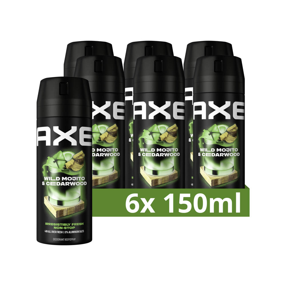 Axe Wild Green Mojito & Cedarwood deodorant bodyspray - 6 x 150 ml