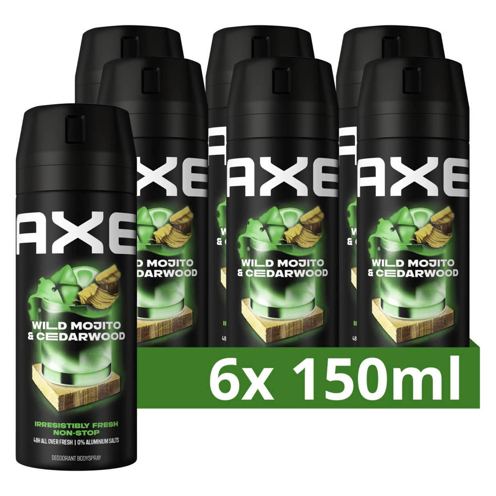 Axe Wild Green Mojito & Cedarwood deodorant bodyspray - 6 x 150 ml