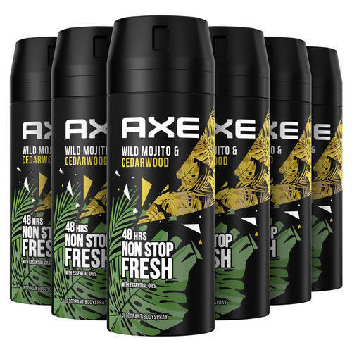 Axe Wild Green Mojito & Cedarwood deodorant bodyspray - 6 x 150 ml