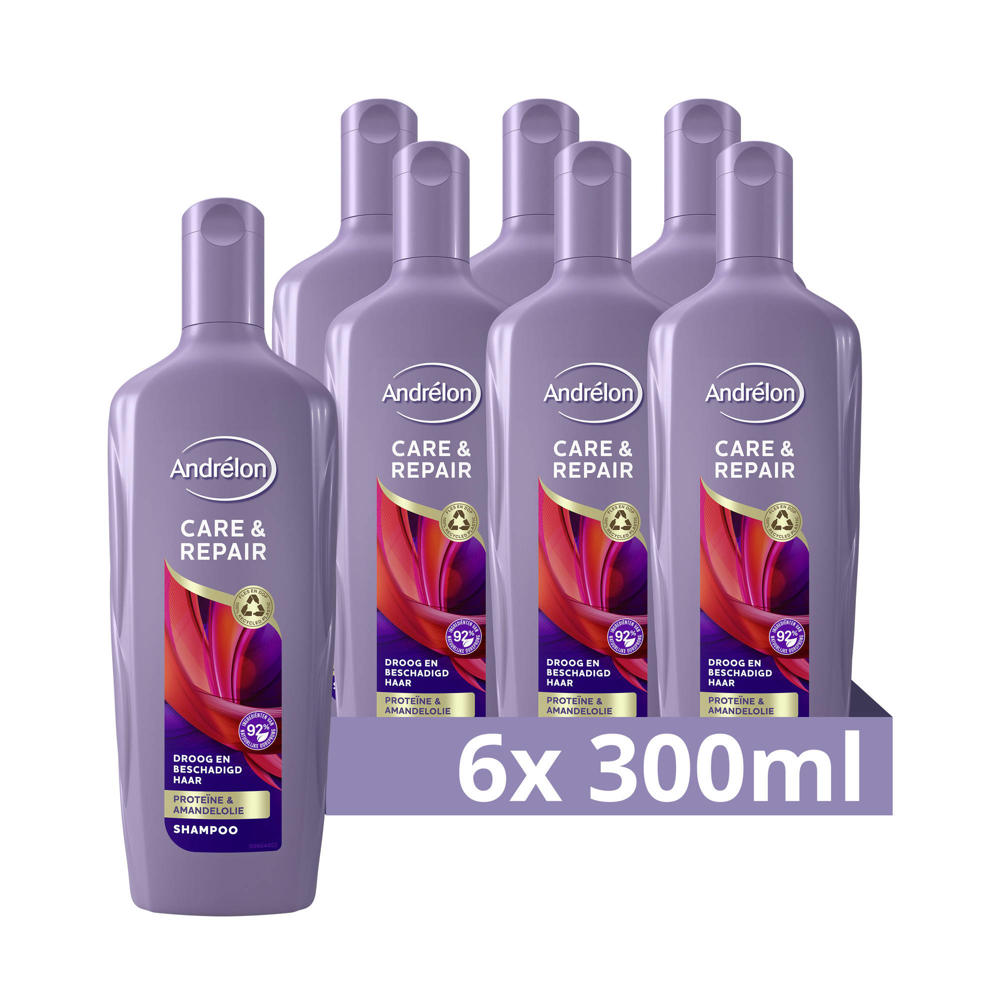 Andrélon Care & Repair Shampoo  - 6 x 300 ml - Voordeelverpakking