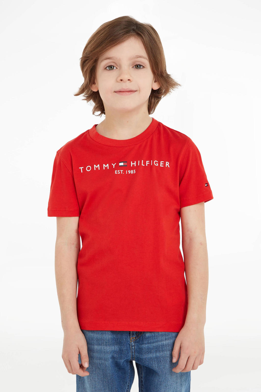 Tommy Hilfiger unisex T-shirt van katoen rood