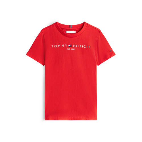 Tommy Hilfiger unisex T-shirt van katoen rood Logo - maat 140 afbeelding