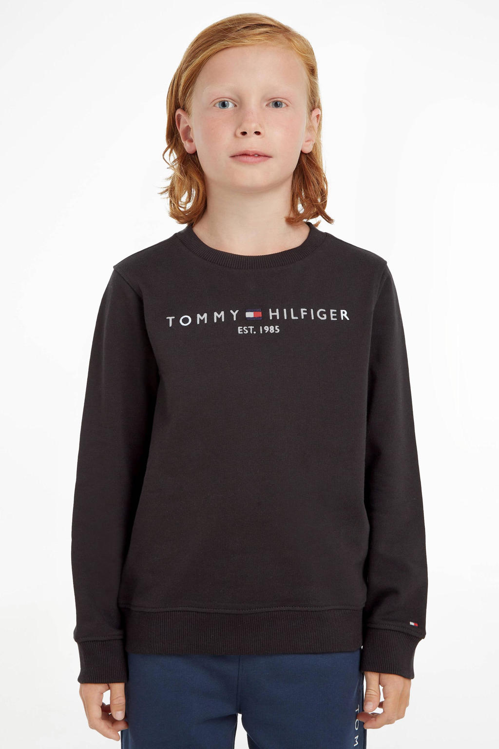 Tommy Hilfiger unisex sweater met logo zwart