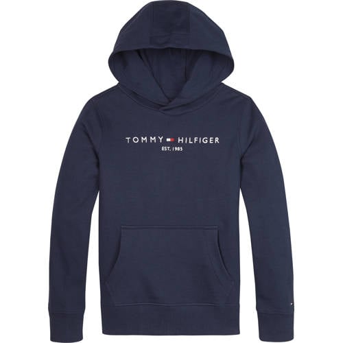 Tommy Hilfiger unisex hoodie met logo donkerblauw Sweater Logo - 104