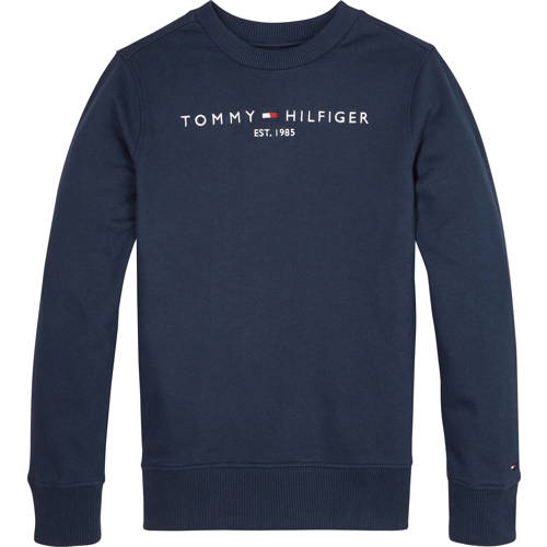 Tommy Hilfiger unisex sweater met logo donkerblauw Logo - 104