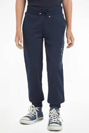 thumbnail: Donkerblauwe jongens en meisjes Tommy Hilfiger joggingbroek van katoen met regular waist, elastische tailleband met koord en logo dessin