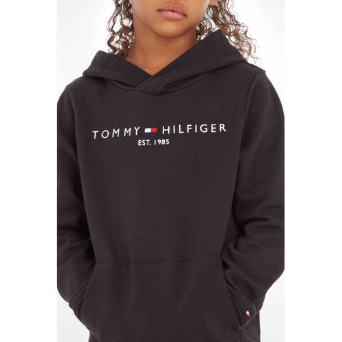 Tommy Hilfiger unisex hoodie met logo zwart Sweater Logo