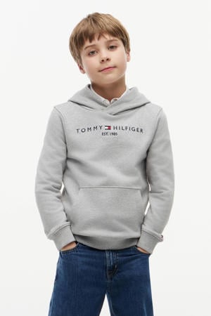 unisex hoodie met logo grijs melange