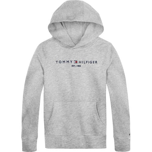 Tommy Hilfiger unisex hoodie met logo grijs melange Sweater Logo