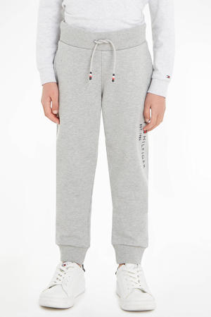 joggingbroek van katoen lichtgrijs melange/rood/donkerblauw