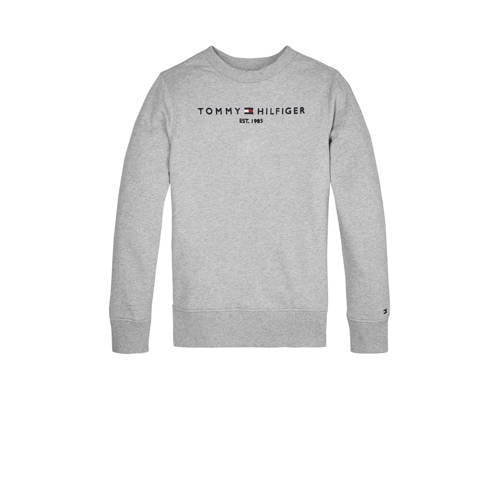 Tommy Hilfiger unisex sweater met logo lichtgrijs Logo - 104
