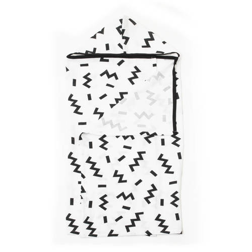 KipKep hydrofiele badcape Blenker 70x100 cm white Memphis/zwart Handdoek/badcape Wit