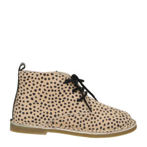 leren veterboots zand/zwart