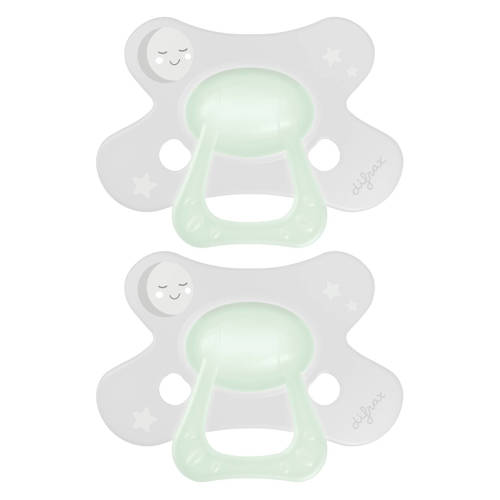 Difrax Natural Fopspeen - 18+ Maanden - Glow in the Dark - 2 st. Transparant