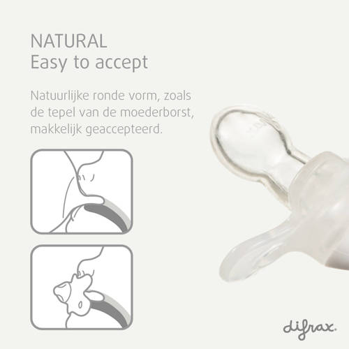 Difrax Natural Fopspeen Newborn Lichtroze 2 stuks Effen