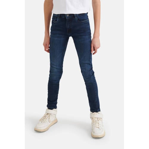 Shoeby skinny jeans dark denim Blauw Jongens Stretchdenim Effen