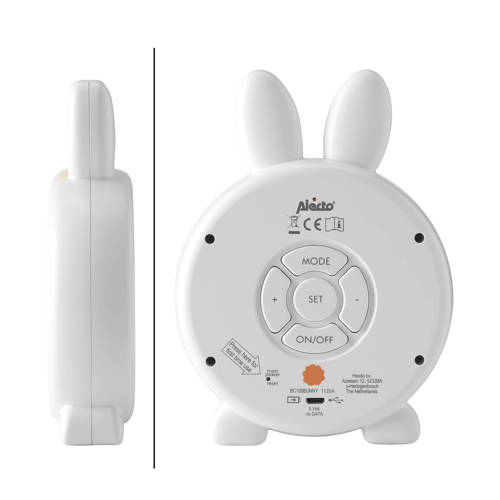 Alecto BC-100 Bunny- slaaptrainer nachtlampje en wekker Wit