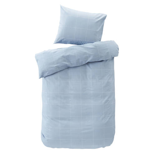 Wehkamp Home katoenen dekbedovertrek peuter (120x150 cm) Blauw Ruit