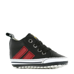 BP21W028-D  leren babyschoenen zwart/rood