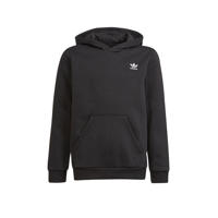 thumbnail: Zwart en witte jongens en meisjes adidas Originals Adicolor hoodie van sweat materiaal met logo dessin, lange mouwen, capuchon en geribde boorden