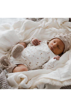 newborn overslag romper Fresh Twigs off white/camel