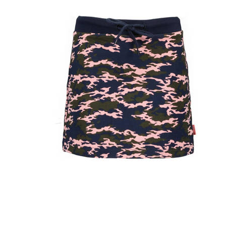 TYGO & vito rok met camouflageprint donkerblauw/roze/army groen Meisjes Stretchkatoen