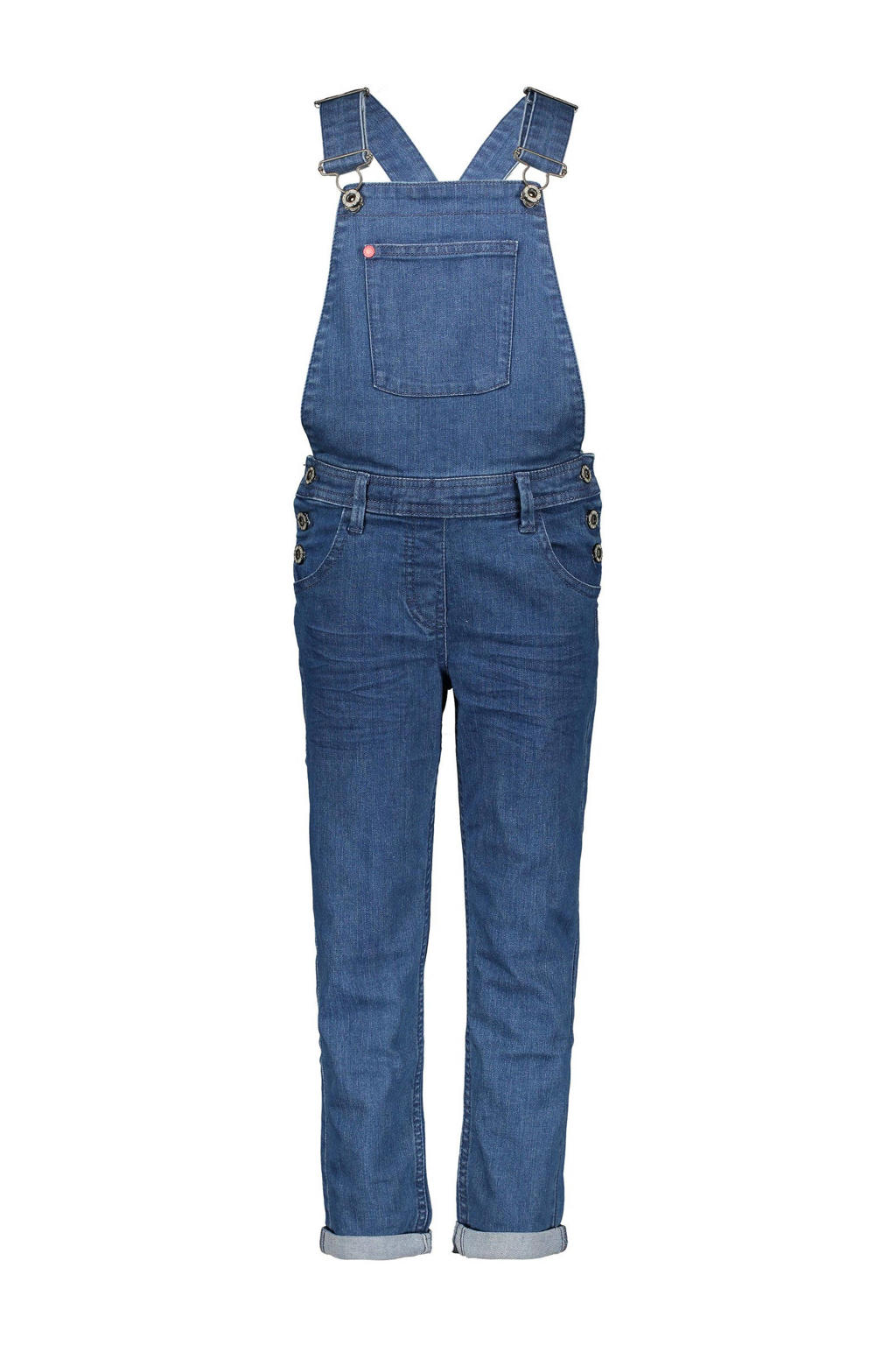 Stonewashed meisjes TYGO & vito tuinbroek van denim met skinny fit, regular waist, rits- en knoopsluiting en effen