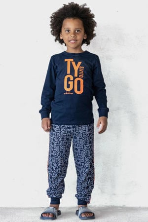 pyjama met logo donkerblauw