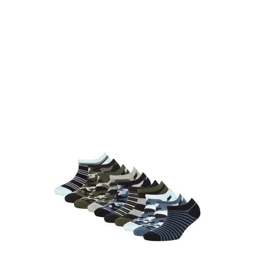 Apollo sneakersokken - set van 10 blauw/grijs Jongens Katoen Mixprint