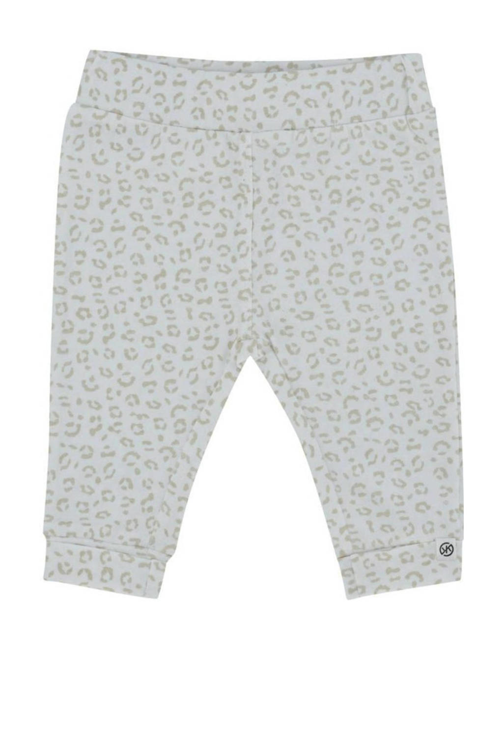Wit en camelkleurige Born by Kiddo United baby regular fit broek van katoen met elastische tailleband