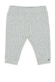 thumbnail: Wit en camelkleurige Born by Kiddo United baby regular fit broek van katoen met elastische tailleband