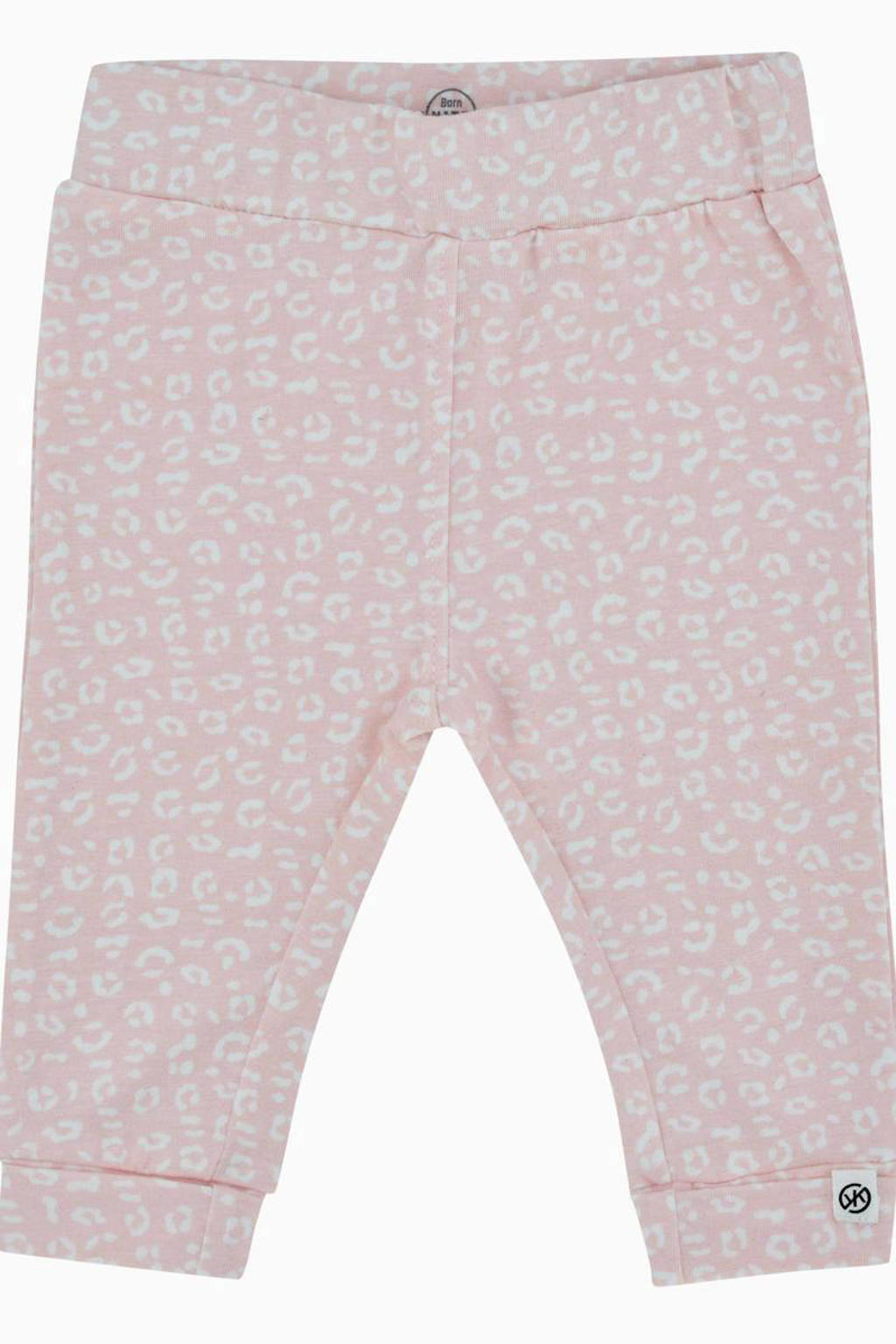 Roze en witte meisjes Born by Kiddo United baby regular fit broek van katoen met elastische tailleband