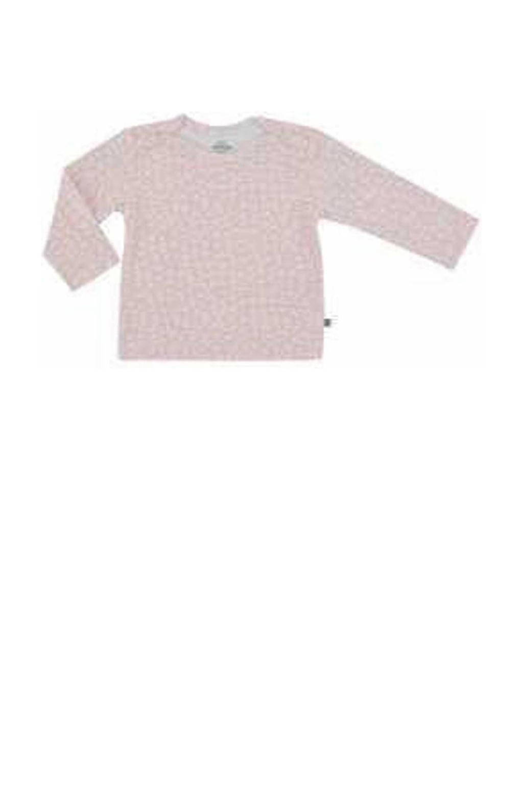 Roze en witte meisjes Born by Kiddo United baby longsleeve van katoen met lange mouwen, ronde hals en drukknoopsluiting
