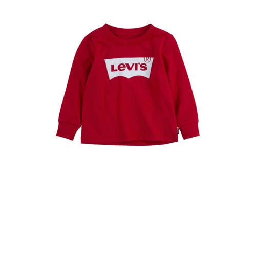 Levi's Kids longsleeve Batwing met logo rood Jongens/Meisjes Katoen Ronde hals