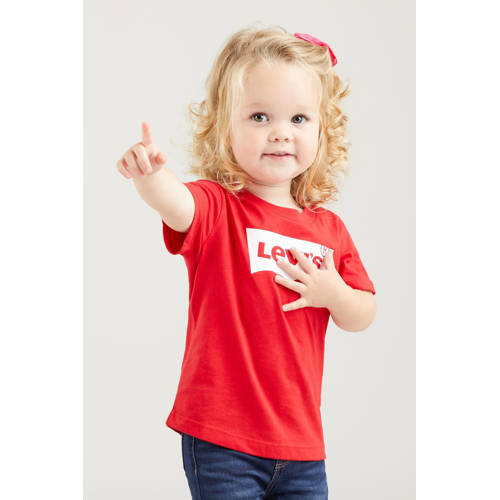 Levi's Kids T-shirt Batwing met logo rood Jongens/Meisjes Katoen Ronde hals