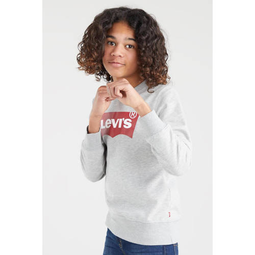 Levi's Kids sweater Batwing met logo grijs melange Logo