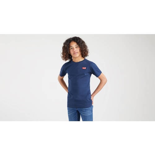 Levi's Kids basic T-shirt Batwing chest met logo donkerblauw Jongens Katoen Ronde hals