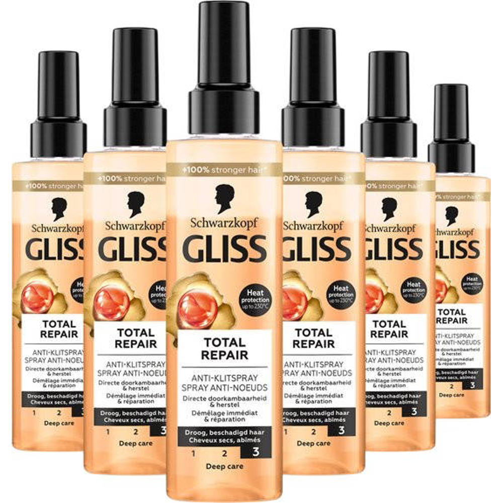 Gliss Kur Total repair Anti-Klit Spray Total Repair - 6x 200 ml - voordeelverpakking