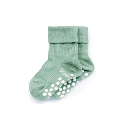 KipKep Blijf-Sokjes met anti-slip nopjes 12-18 mnd groen Sokken Jongens Meisjes Biologisch katoen 12-18 mnd