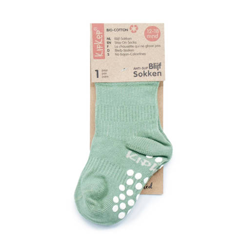 KipKep Blijf-Sokjes met anti-slip nopjes 12-18 mnd groen Sokken Jongens Meisjes Katoen 12-18 mnd